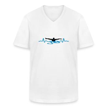 Schwimmer und Herzschag, schwimmen - Männer-T-Shirt mit V-Ausschnitt - Weiß - Vorne - AI Model Male 185 light (185cm)
