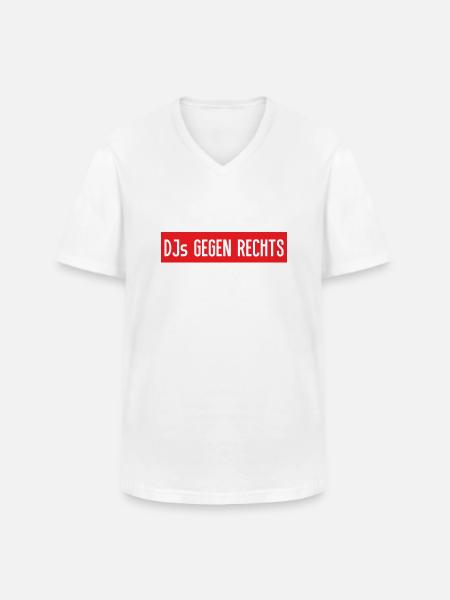 DJs gegen rechts - Männer-T-Shirt mit V-Ausschnitt - Weiß