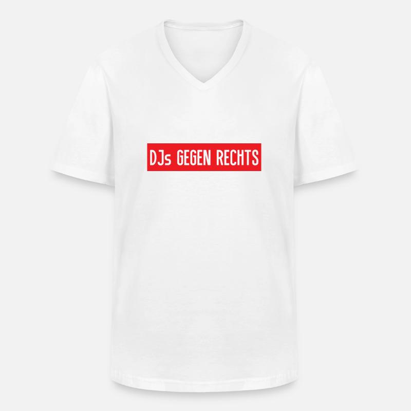 DJs gegen rechts - Männer-T-Shirt mit V-Ausschnitt - Weiß