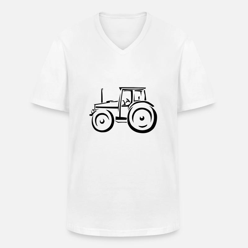 Traktor - Männer-T-Shirt mit V-Ausschnitt - Weiß