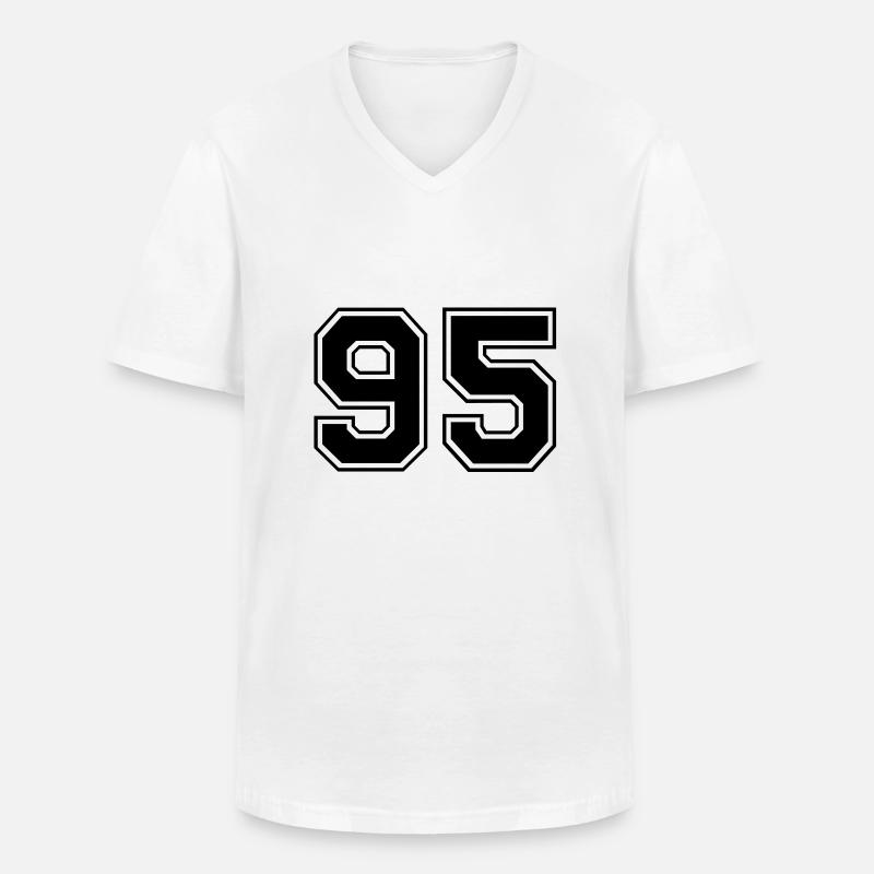 95 - Männer-T-Shirt mit V-Ausschnitt - Weiß