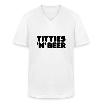 titties and beer - Männer-T-Shirt mit V-Ausschnitt - Weiß - Vorne - AI Model Male 185 light (185cm)
