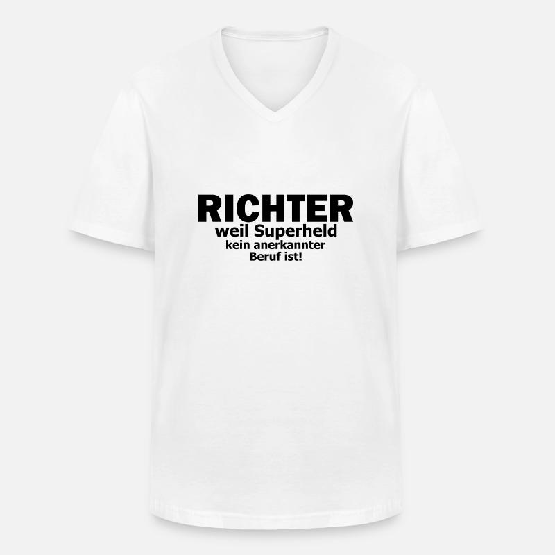 Richter - Männer-T-Shirt mit V-Ausschnitt - Weiß