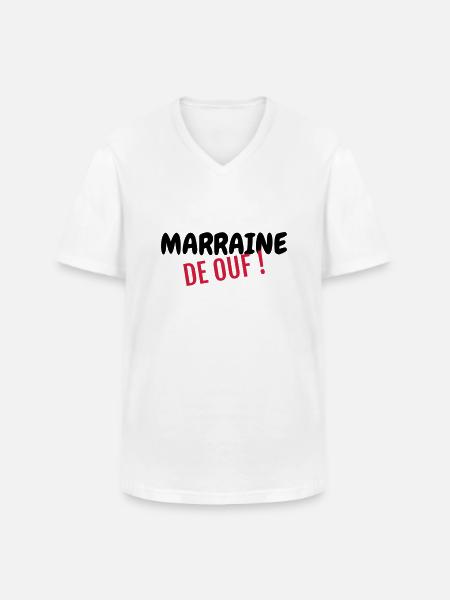 Parrain / Marraine / Filleule / Filleul - T-shirt col V Homme - blanc