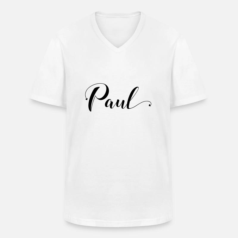 paul - Männer-T-Shirt mit V-Ausschnitt - Weiß
