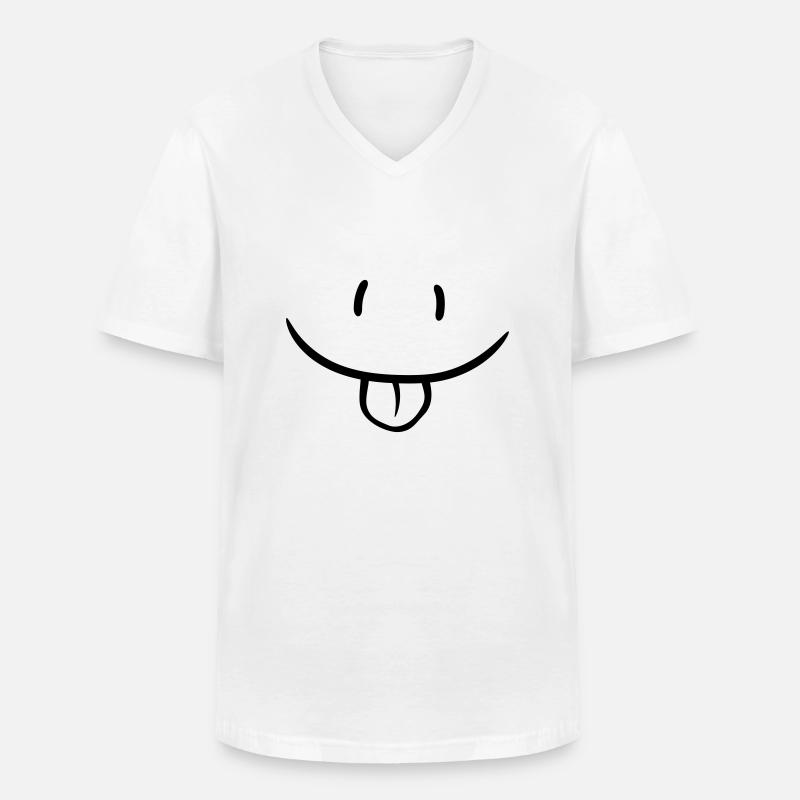 Comic Gesicht Frech - Männer-T-Shirt mit V-Ausschnitt - Weiß