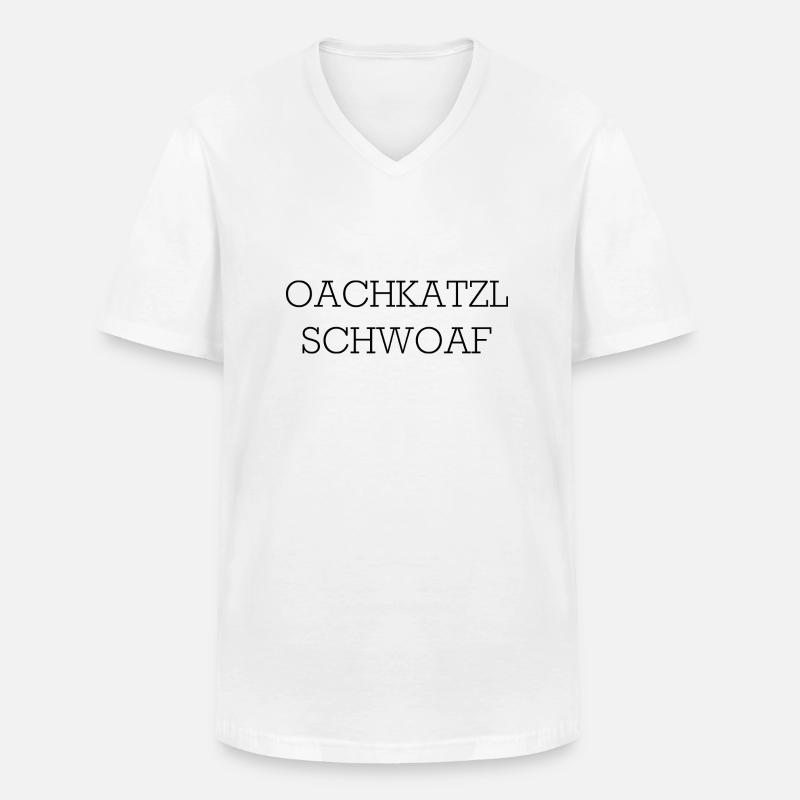Oachkatzlschwoaf (Eichhörnchenschweif) - Männer-T-Shirt mit V-Ausschnitt - Weiß