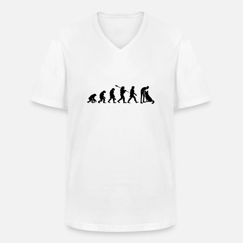 Evolution Lustiger Belgischer Schäferhund Malinois - Männer-T-Shirt mit V-Ausschnitt - Weiß