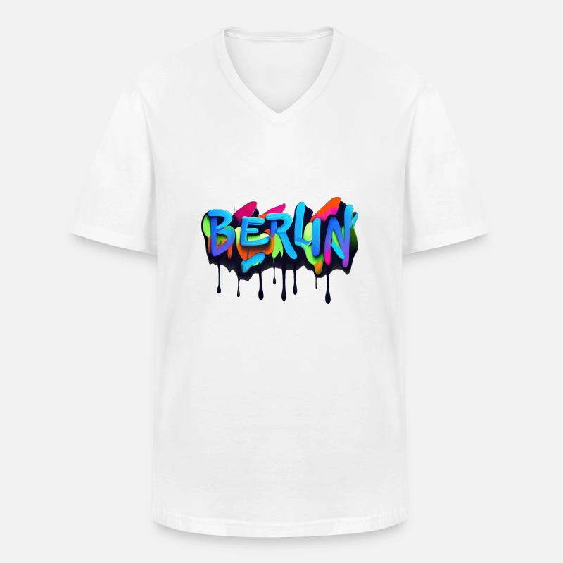 Berlin Graffiti - Männer-T-Shirt mit V-Ausschnitt - Weiß