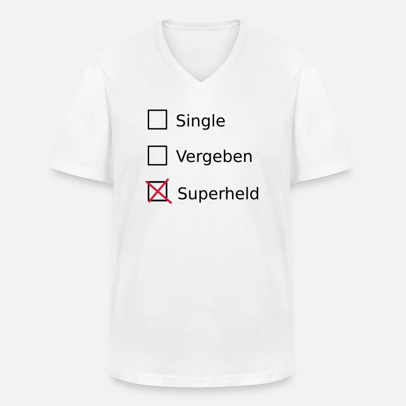 Single Vergeben Superheld - Männer-T-Shirt mit V-Ausschnitt - Weiß