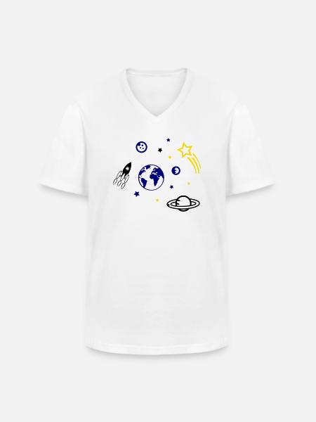 universe - Men's V-Neck T-Shirt - white
