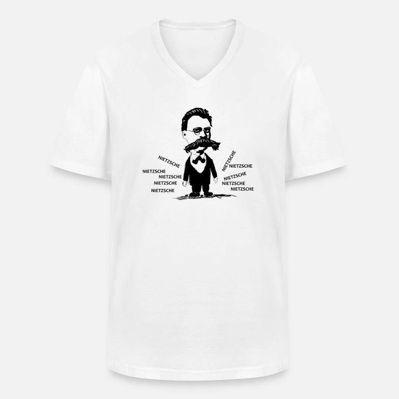 Nietzsche - Maglietta da uomo classica con scollo a V - bianco