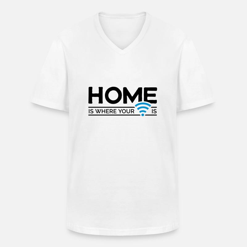home is where … wi-fi - Männer-T-Shirt mit V-Ausschnitt - Weiß