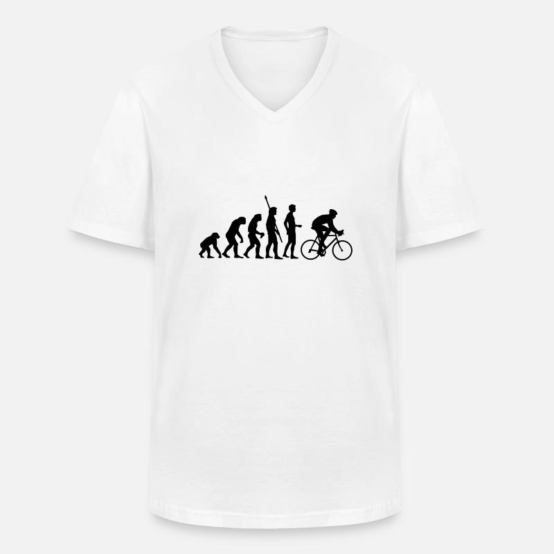 evolution_radfahrer - Männer-T-Shirt mit V-Ausschnitt - Weiß