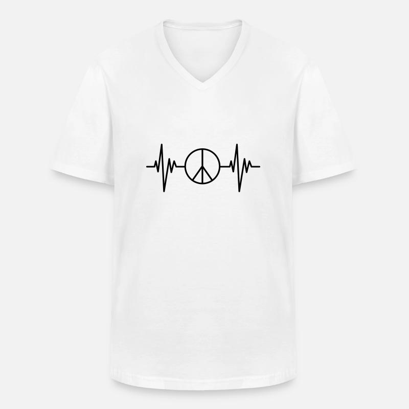 Peace Pulse - Männer-T-Shirt mit V-Ausschnitt - Weiß
