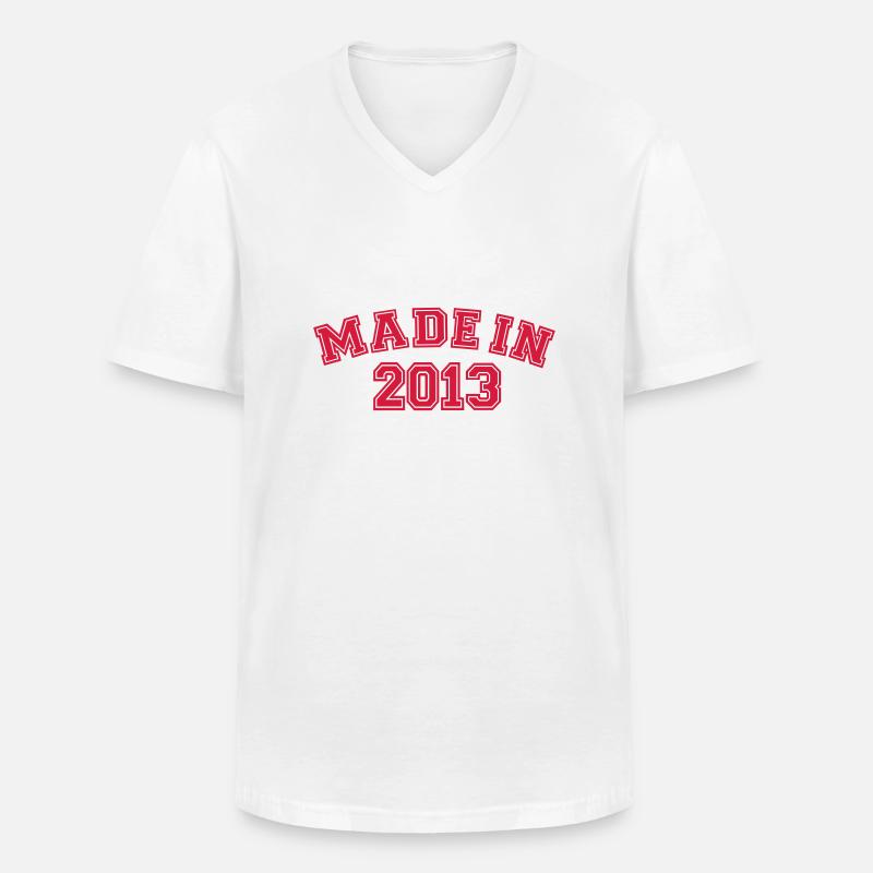 2013 - Männer-T-Shirt mit V-Ausschnitt - Weiß