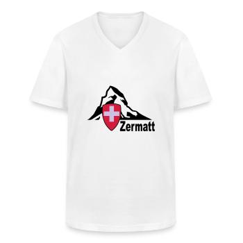 Zermatt - T-shirt col V Homme - blanc - Devant - AI Model Male 185 light (185cm)