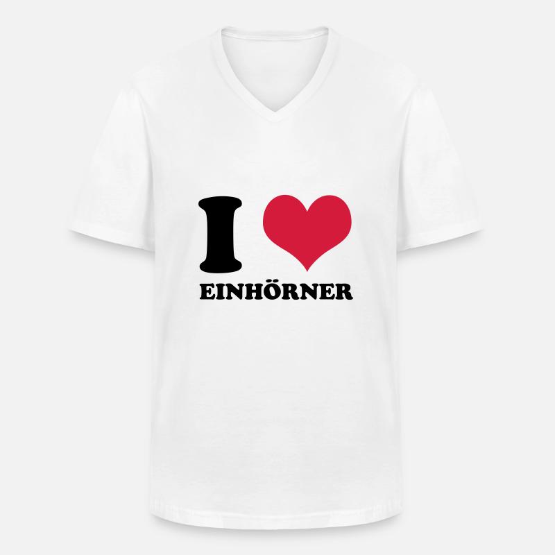 I Love Einhörner - Männer-T-Shirt mit V-Ausschnitt - Weiß