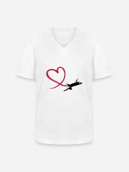 Flugzeug - Männer-T-Shirt mit V-Ausschnitt - Weiß