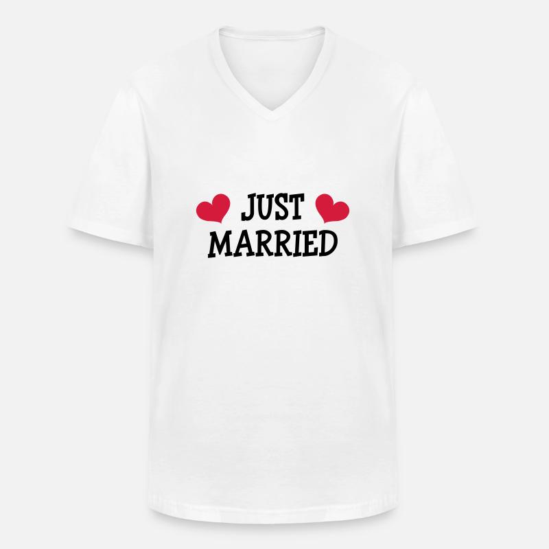 Just Married - Wedding - Männer-T-Shirt mit V-Ausschnitt - Weiß