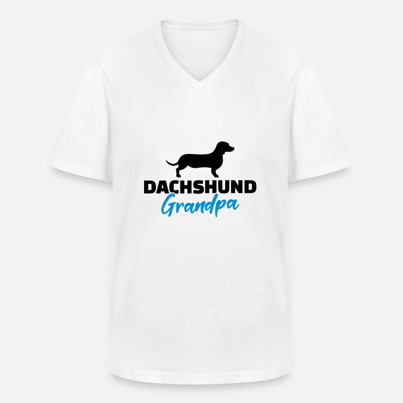 Dackel - Männer-T-Shirt mit V-Ausschnitt - Weiß