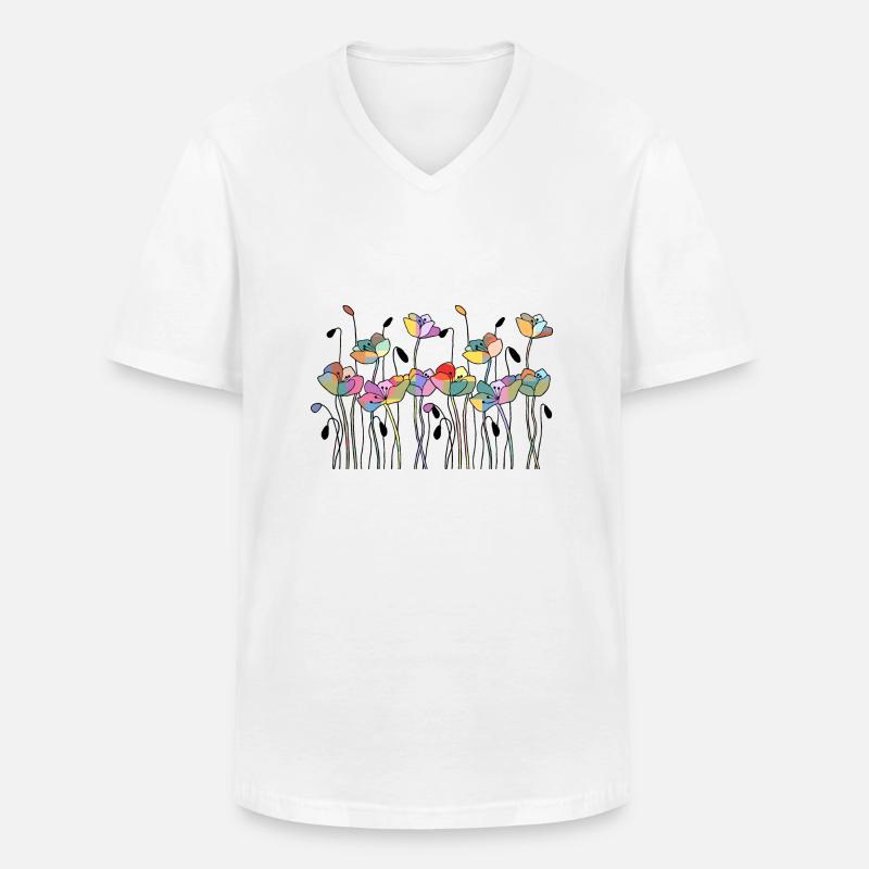 Blumen - Männer-T-Shirt mit V-Ausschnitt - Weiß