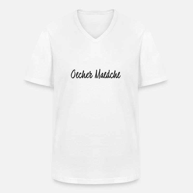 Oecher Maedche - Männer-T-Shirt mit V-Ausschnitt - Weiß