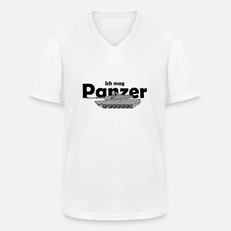 Ich mag Panzer - Männer-T-Shirt mit V-Ausschnitt - Weiß