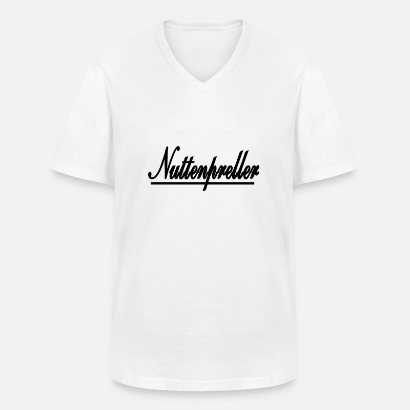 Nuttenpreller - Männer-T-Shirt mit V-Ausschnitt - Weiß