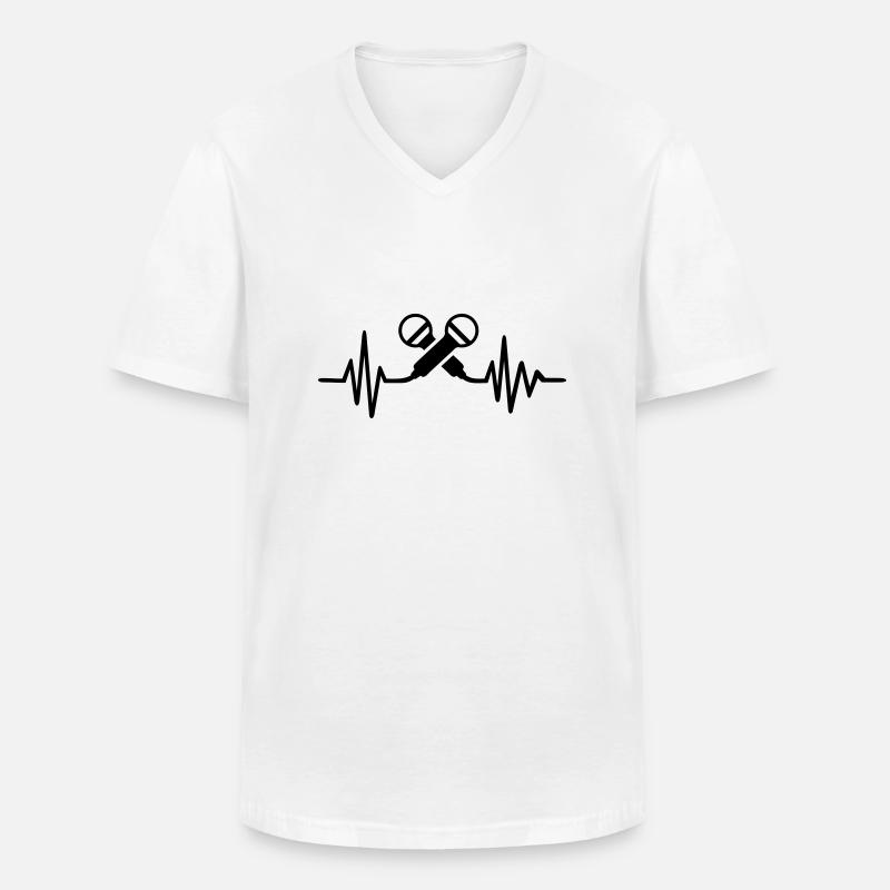 Mikrofon - Männer-T-Shirt mit V-Ausschnitt - Weiß