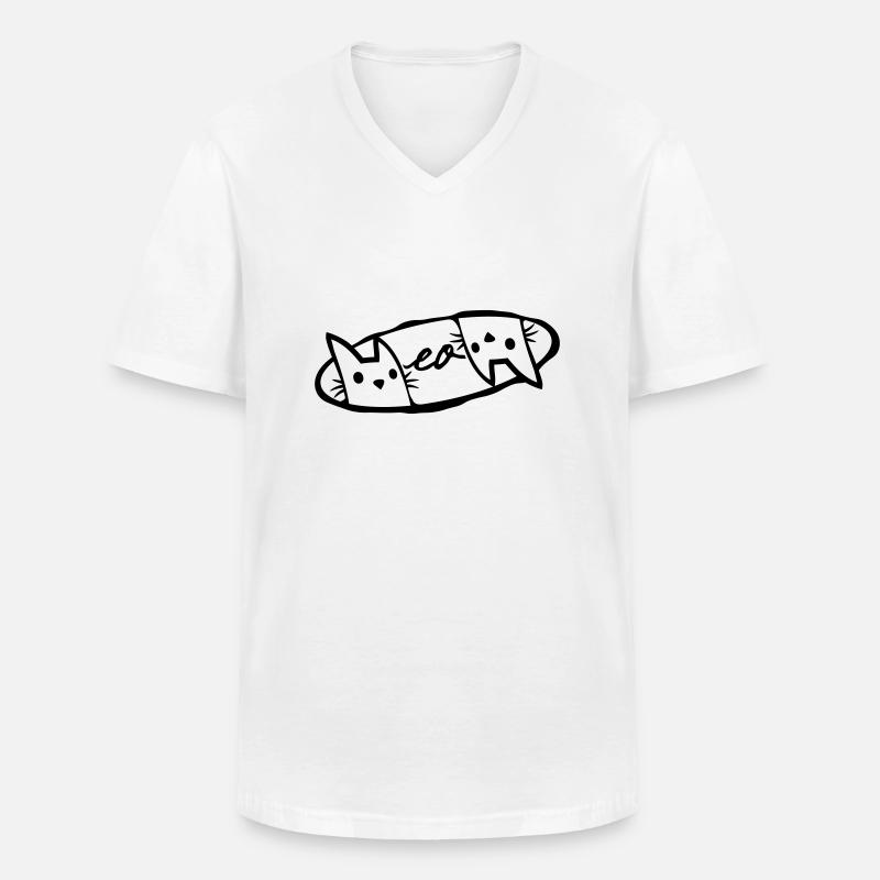 Logo Meow 2 Katzen - Männer-T-Shirt mit V-Ausschnitt - Weiß
