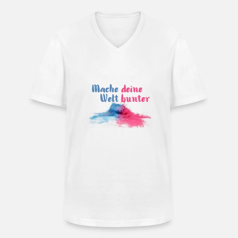 Mache deine Welt bunter - Männer-T-Shirt mit V-Ausschnitt - Weiß