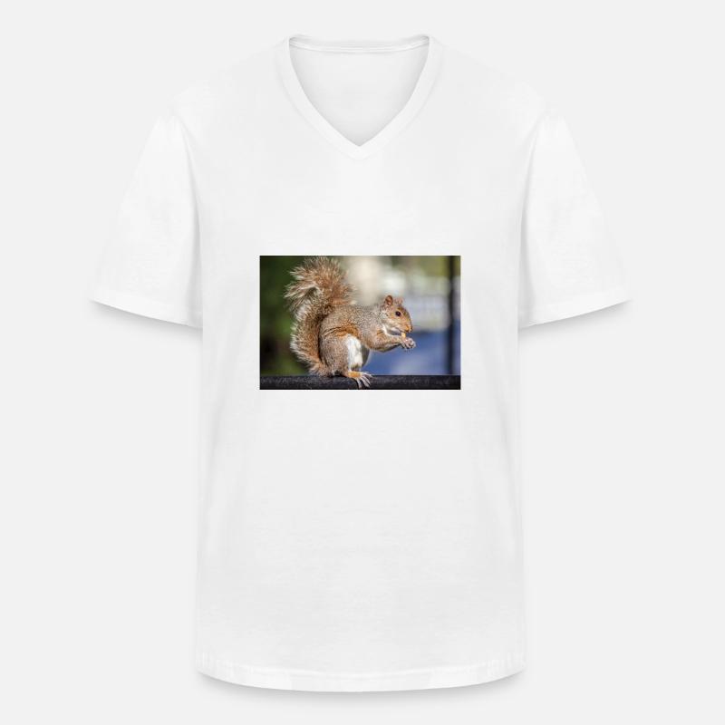 Grauhörnchen essen - Männer-T-Shirt mit V-Ausschnitt - Weiß