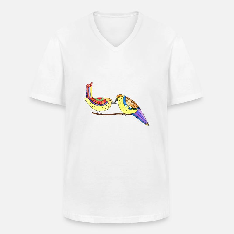 Vögel - Männer-T-Shirt mit V-Ausschnitt - Weiß