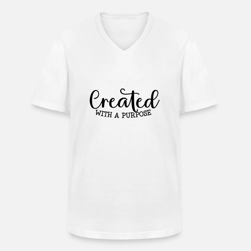 created with a purpose - Männer-T-Shirt mit V-Ausschnitt - Weiß
