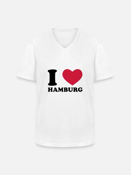 I Love Hamburg - Männer-T-Shirt mit V-Ausschnitt - Weiß
