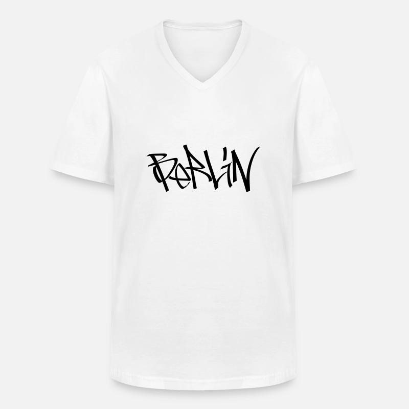 Berlin - Männer-T-Shirt mit V-Ausschnitt - Weiß