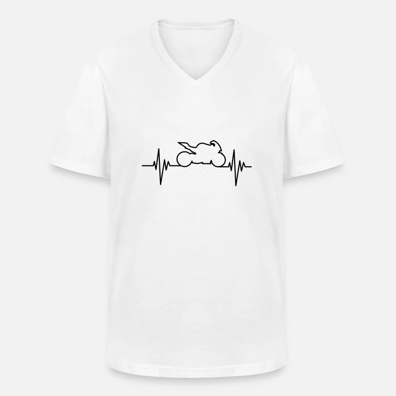 Motorcycle Pulse - Männer-T-Shirt mit V-Ausschnitt - Weiß