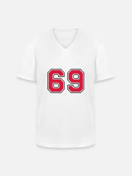69__f2 - Männer-T-Shirt mit V-Ausschnitt - Weiß