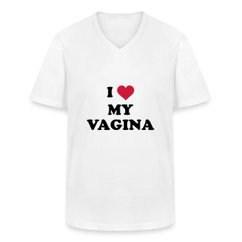 i love my vagina - Männer-T-Shirt mit V-Ausschnitt - Weiß - Vorne - AI Model Male 185 light (185cm)