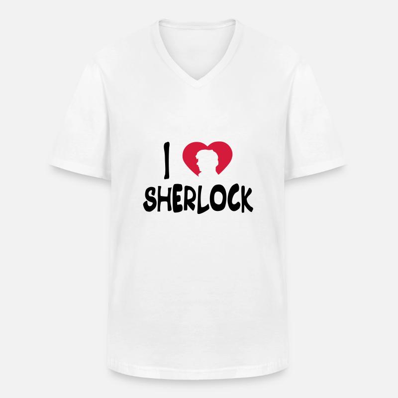 ich liebe sherlock - Männer-T-Shirt mit V-Ausschnitt - Weiß