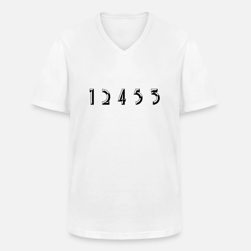 12453 - Farbwechsel - Männer-T-Shirt mit V-Ausschnitt - Weiß