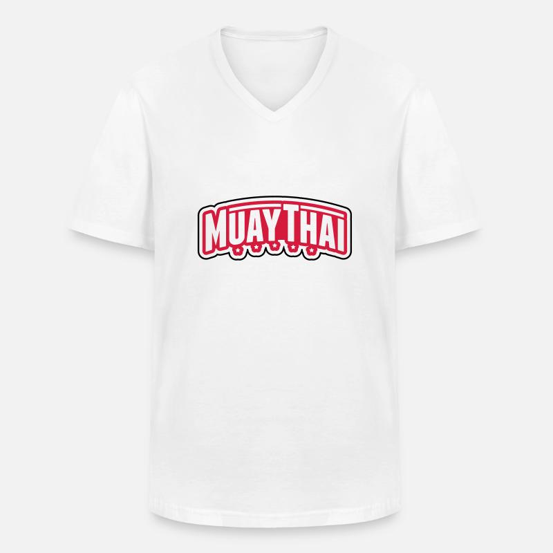 muay_thai_gn2 - Männer-T-Shirt mit V-Ausschnitt - Weiß