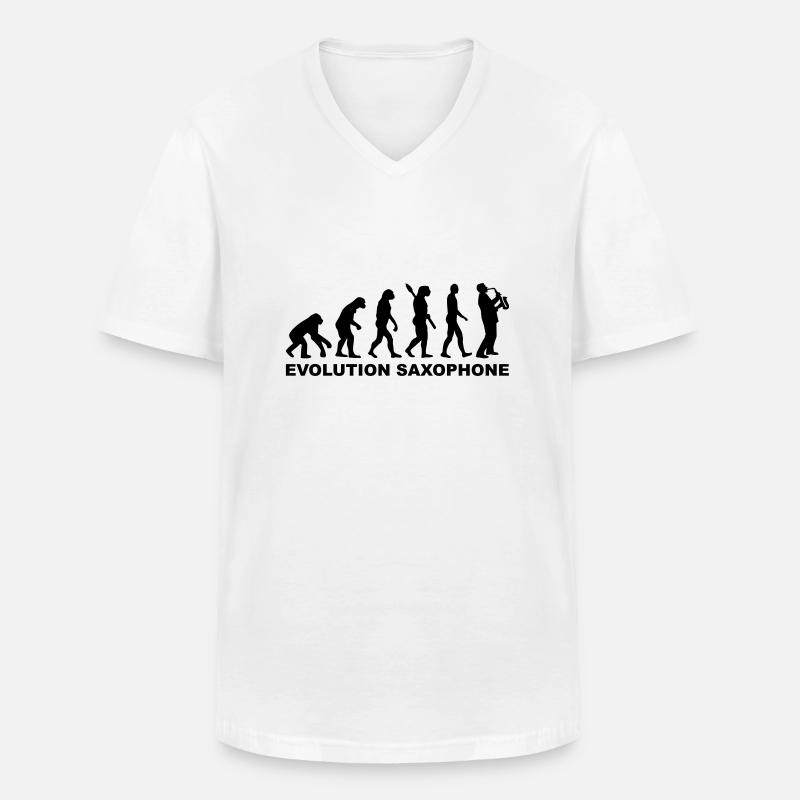 Evolution Saxophone - Men's V-Neck T-Shirt - white