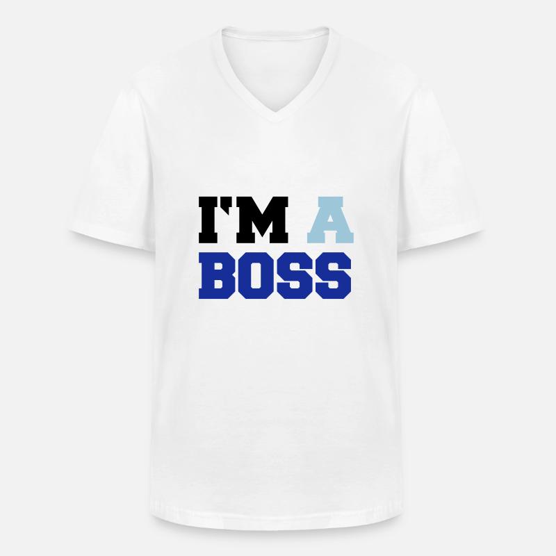 im_a_boss02 - Männer-T-Shirt mit V-Ausschnitt - Weiß