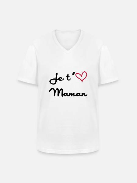 Je t'aime Maman - T-shirt col V Homme - blanc