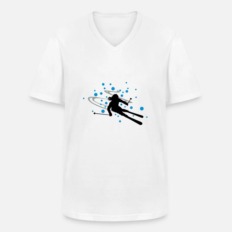 Skifahrerin Schnee - Männer-T-Shirt mit V-Ausschnitt - Weiß