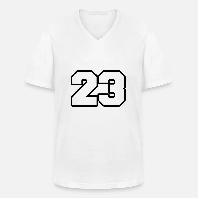 23 - Männer-T-Shirt mit V-Ausschnitt - Weiß