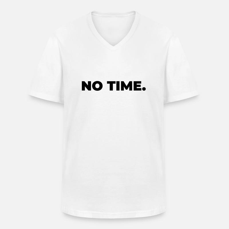 no time - Statement Print - Männer-T-Shirt mit V-Ausschnitt - Weiß