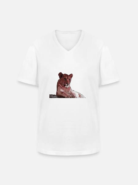 Young lion - Men's V-Neck T-Shirt - white
